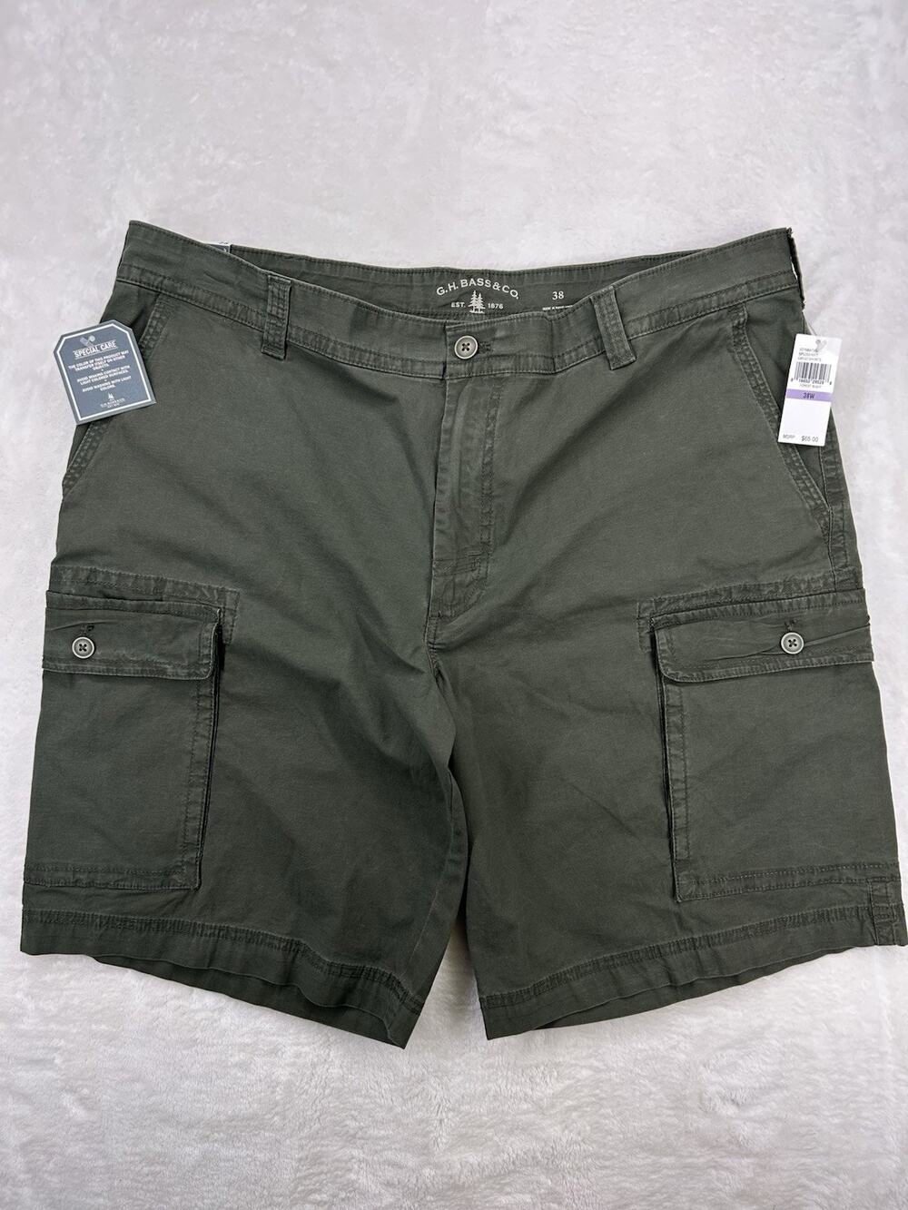 NWT G.H. Bass & Co. Stretch Ripstop Cargo Dust Shorts Men Size 38